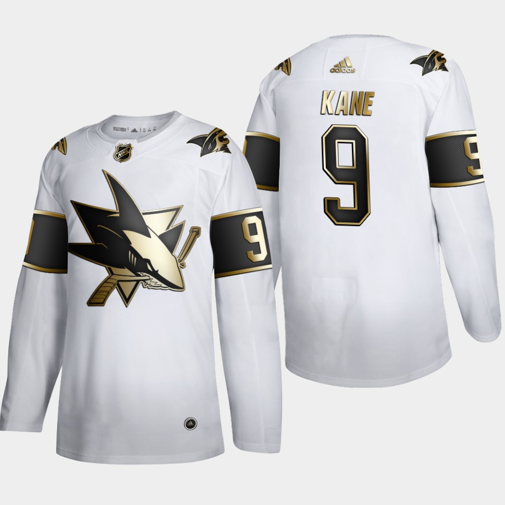 San Jose Sharks 9 Evander Kane Men Adidas White Golden Edition Limited Stitched NHL Jersey
